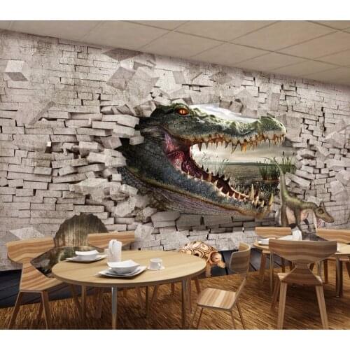 Beibehang Home decoration wallpaper murals crocodile dinosaur turtle 3D stereo painting TV sofa background wall 3d wallpaper