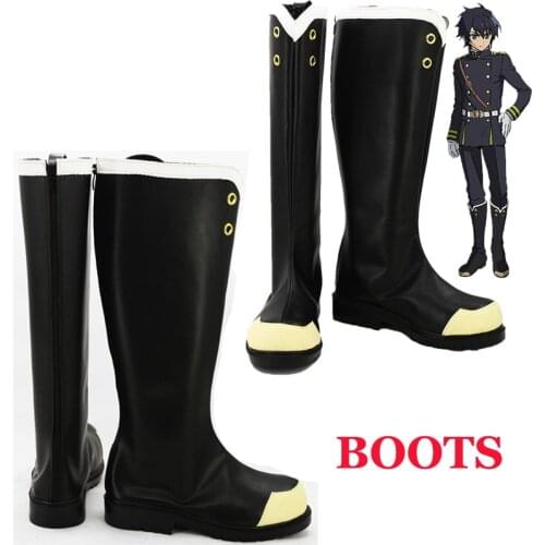 Anime Seraph of the End Yuichiro Hyakuya Owari no Seraph Cosplay Boots Shoes custom-made for women men Free Shipping