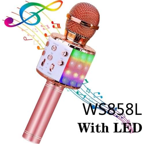 Wireless Karaoke Microphone Bluetooth -compatible Speaker Home KTV Player with Dancing LED Lights Record Function for Kids