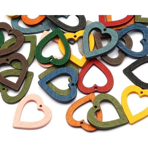 30pcs Heart-Shaped Natural Wood Beads Wooden 25x23mm Loose Spacing Beads For Jewelry Making DIY Necklace Bracelet Accessories
