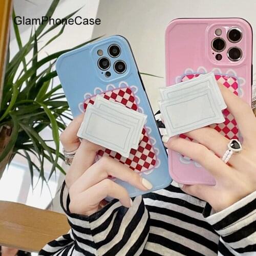GlamPhoneCase Checkered Pillow Bracket Phone Case For iPhone12Pro/max 11Pro/Max XS Max XR Soft Silicone Cover For iPhone11 7 8P