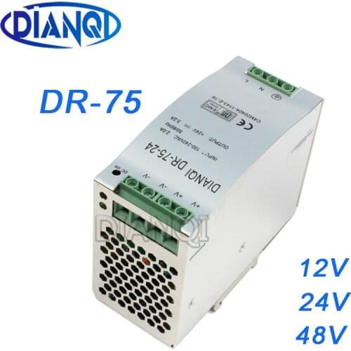 DIANQI Din rail power supply 75w 24V power suply 24v 75w ac dc converter dr-75-24 good quality