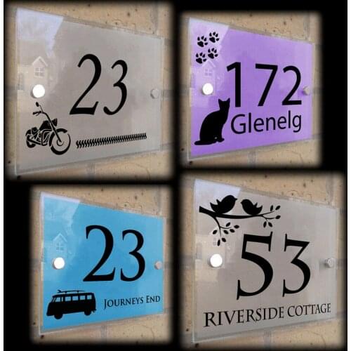 Customized Acrylic House Number Address Street Name Plaques Multiple Colors Designs