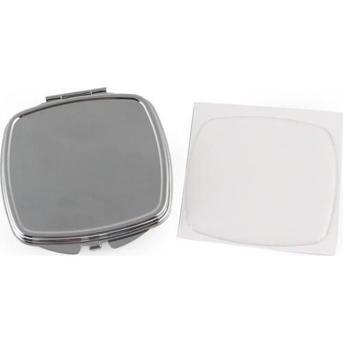 Silver Rounded Square Compact Mirror Mini Folding Portable Makeup Mirror with DIY Clear Epoxy Sticker 10 pieces/Lot