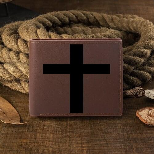 Brown Men 's Wallet and Classic Best Christian Gift, Customized Copywriting. High Quality PU Leather Vintage Card Holder Wallet