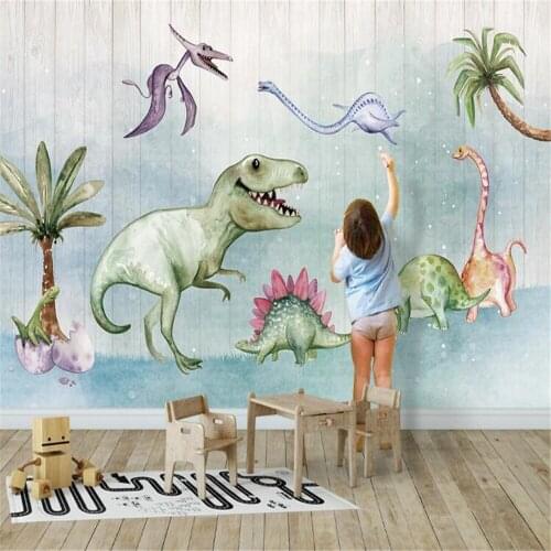Milofi professional 3D large wallpaper mural dinosaur wood board childrens room background wall