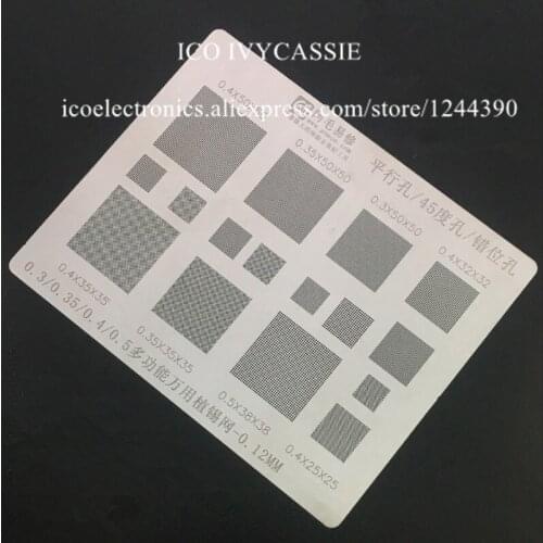 Multi Function Versatile BGA Stencil 0.3/0.35/0.4/0.5/Parallel/45 Degress Hole Tin Plant Steel Heating Template 0.12mm Thickness