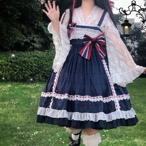 Summer New Japanese Kawaii Soft Girl Jsk Lolita Dress Vintage Sweet Spaghetti Strap Bow Baby Doll Dress For Women Cute Dress Y2K