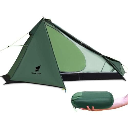 GeerTop Ultralight Camping Tent One Person 3 Season Waterproof 950g Backpacking Tents No Trekking Poles for Outdoor Hike Tourist