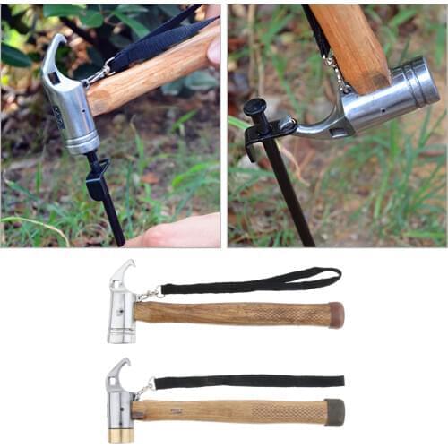 Hiking Camping Tent Mallet Hammer Peg Stake Puller Metal/Copper Head - wooden handle