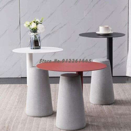 Milk tea shop cement side table Nordic living room sofa bedside table simple modern coffee table corner table coffee small round