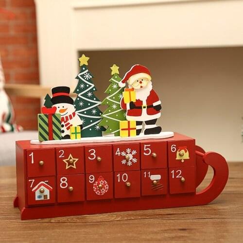 Christmas Calendar Boxes Advent Calendar Toy Santa Claus Reindeer Train House Xmas Tree Wooden Countdown Christmas Decorations