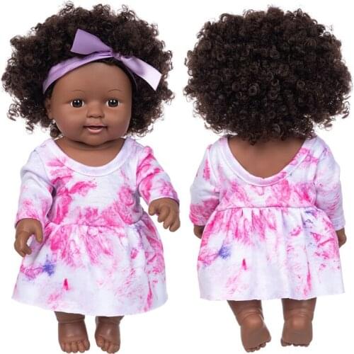 30cm Pink Flower Dress New baby dolls silicone African viny 12inch Reborn baby poupee boneca baby soft toy gift todder