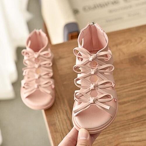 Girls Sandals Gladiator Flowers Sweet Soft Childrens Beach Shoes Kids Summer Floral Sandals Princess Fashion Girl Shoes