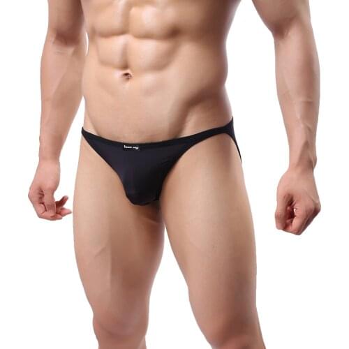 Sexy Mens Sexy Ice Silk Underwear Low Rise Bikini Briefs Sexy Men Exotic Breathable Solid Men Underwears Wholesales
