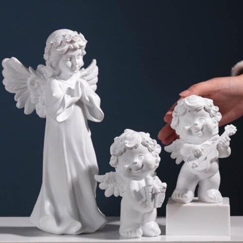 Nordic Resin Angel Statue Ornament Cute Sculpture Modern Art Miniature Figurines Fairy Garden Home Decoration Accessories
