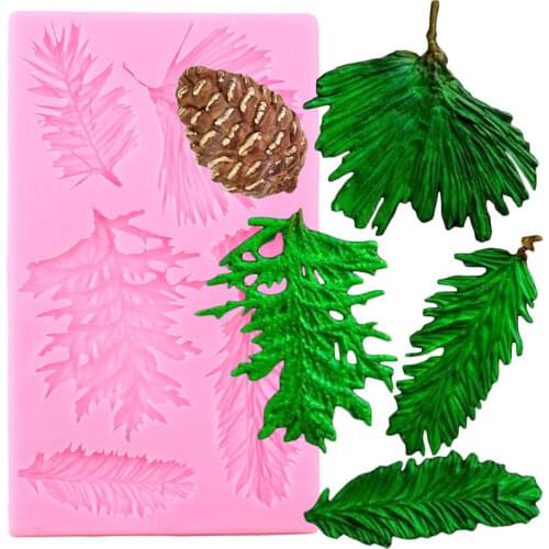 Pine Branches Christmas Silicone Mold Pine Cones ondant Cake Decorating Tools Chocolate Gumpaste Moulds Candy Resin Molds