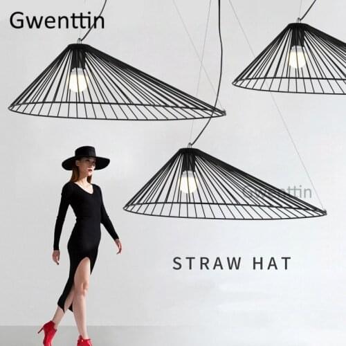 Modern Straw Hat Pendant Lights Loft Industrial Nordic Hanging Lamp Dining Room Light Fixtures Living Room Home Decor Luminaire