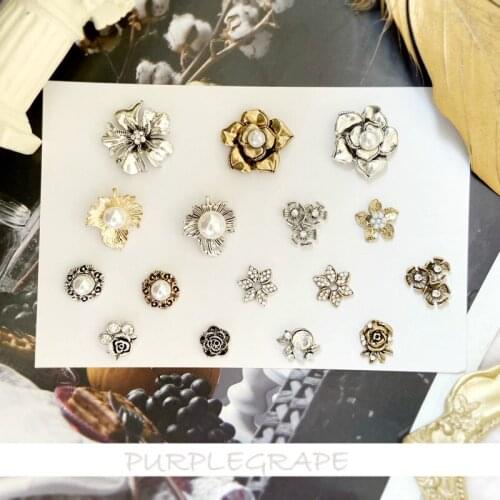 Alloy Spot Drill Retro Flower Leaf Patch DIY Earrings Bracelet Headdress Jewelry Clothing Shoes and Hats Accessories 10pcs