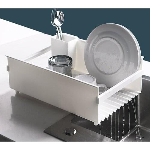 Dish Drying Rack Sink Drain Plastic Dish Rack Dish Utensil Holder Cutlery Multifunctional Storage Holder Box Tray for Kitchen