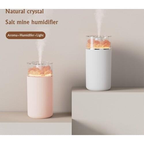 Crystal Salt Stone Air Humidifier USB Aromatherapy Essential Oil Diffuser with LED Lamp 1200mAh Chargeable Battery Humidificador
