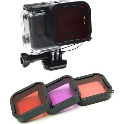Waterproof Case 3-Pack Diving Filter lens Dive Underwater Lente Filtors Protector for GoPro 5 6 7 Suit Housing Case Lens Color