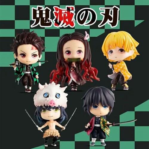 Japanese Anime Demon Slayer Kamado Tanjirou Nezuko Zenitsu Giyuu Cartoon Character PVC Anime Figure Kawaii Model Doll Toy