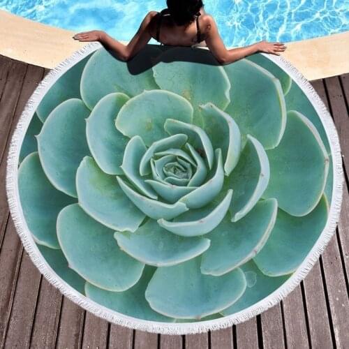 Green succulents Pareo beach Fringed beach towel Round beach towel strandlaken luxury beach towel Sea beach towel Beach cover up