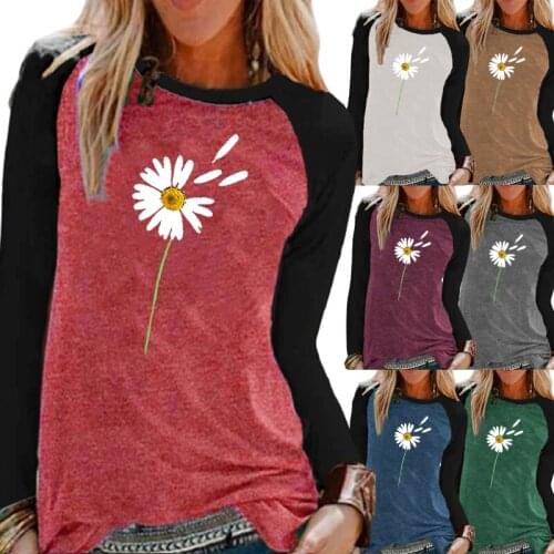 Autumn and Winter Women Clothing Fashion Printing Graphic Tee Raglan Long Sleeve Elegent Round Neck Loose Casual Shirt XS-5XL