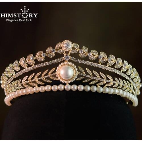 HIMSTORY New Vintage Baroque Headbands Crystal Tiaras Crowns Bride Noiva Headpieces Bridal Wedding Party Hair Jewelry for Women