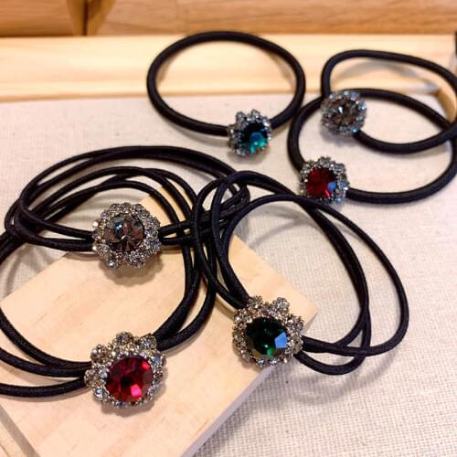 1PC Korea Czech Rhinestone Ponytail Elastic Hair Bands for Girls Simple Women HeadWear