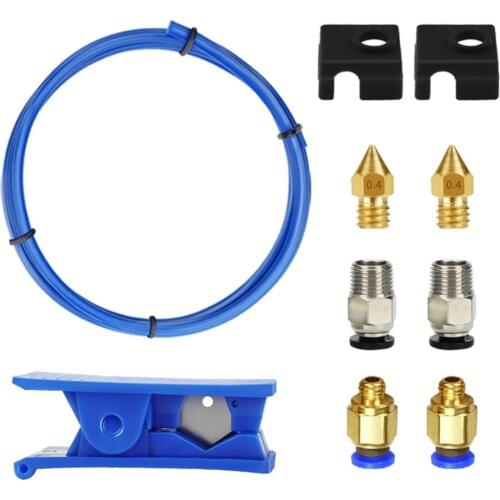 10Pcs/Set Pneumatic Connectors Nozzle Tube PC4-M6 Pneumatic Connectors+1m PTFE Tube for Ender 3 3D Printer Parts