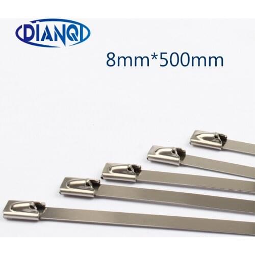 100pcs 8*500mm 8x500mm 8mmx500mm Latching Self-Locking Stainless Steel Zip Cable Tie Lock Tie Wrap cable ties 201 304 316
