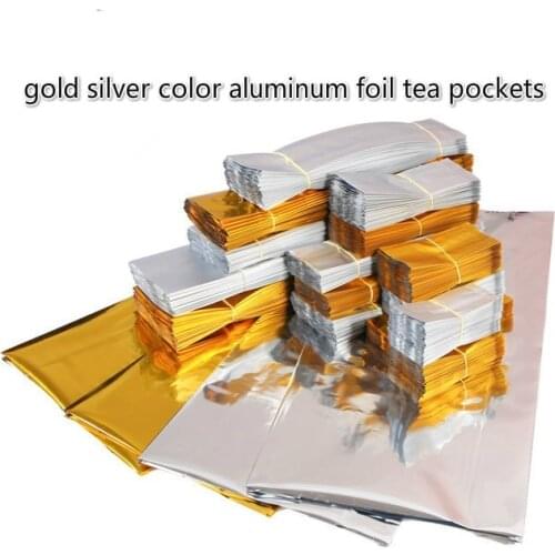 100pcs/lot Colorful Tea Punch Golden Silver Vacuum Aluminum Foil Bag Small Bubble Bags Black Green Teas Pocket