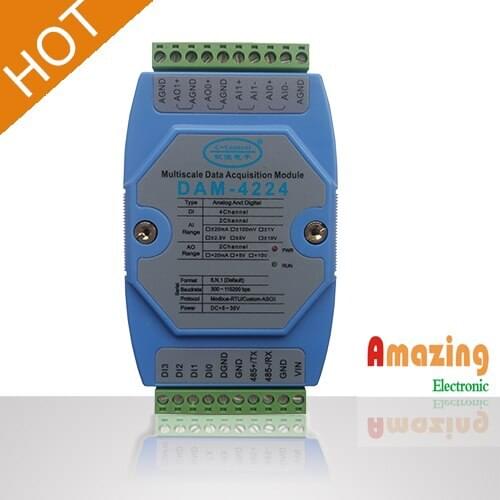 2-channel Switch Analog Acquisition Module Input and Output Mixed 4-20ma / 0-10V to RS485DAM4220
