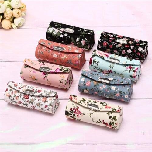 2018 Lipstick Box Flower Printing Single Lipstick Storage Case Cosmetic Bags With Mirror Women Makeup Storage Box
