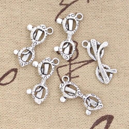 30pcs Charms Sunglasses Glasses 21x10mm Antique Silver Color Plated Pendants Making DIY Handmade Tibetan Silver Color Jewelry