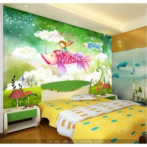 Custom 3d photo wallpaper 3d wall murals wallpaper Mermaid cartoon submarine children bedroom TV setting wall 3d wallpaper room