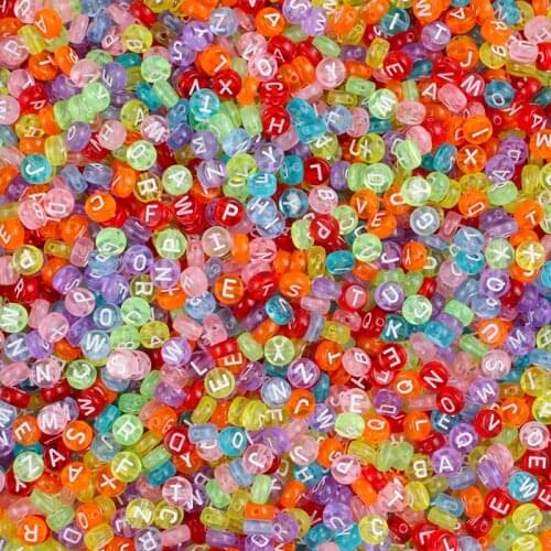 4x7mm 100-500Pcs Letter Acrylic Beads Flat Round Alphabet Color Loose Spacer Beads For Jewelry Handmade DIY Bracelet Accessories
