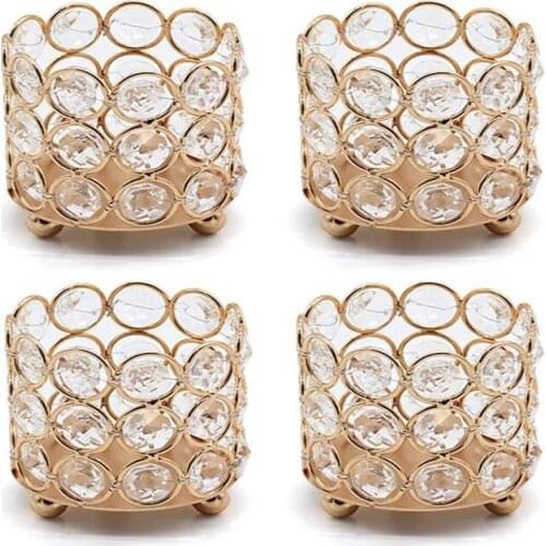 50pcs)Gold Crystal Tea Light Candle Holders Decor, Votive Candle Stand for Table Centerpiece, Home Decor, Thanksgiving, Holiday