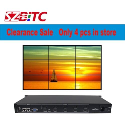 SZBITC 9 Channels Video Wall Controller 3x3 Splitter Video Processor 180 degrees Rotate RS232 with Remote Control For 9 TVs