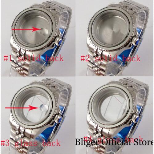 BLIGER SUB Men 40mm Automatic Watch Case Set fit NH35A Seeing/Solid Backcover Jubilee Strap Screwdown Crown