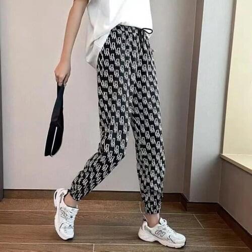 Women Casual thin Pants Summer Ladys New High Waist Casual Hip hop Slacks Pants Womens Clothing Lace-up Long Trousers