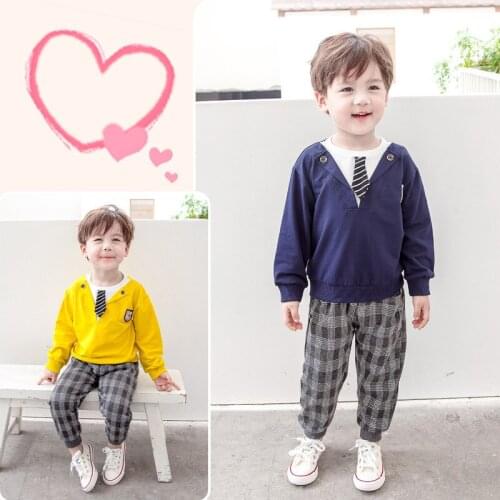 Boys baby clothes 2021 new spring and autumn 0-5 years old long-sleeved cotton cute two-piece suit