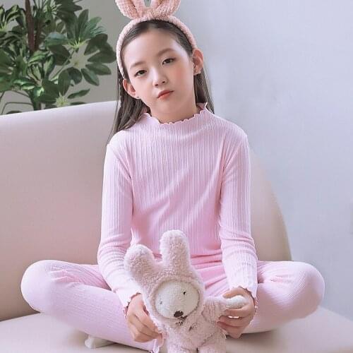 Childrens clothing new comfortable girls' thermal underwear suit baby cotton autumn clothes long trousers autumn and winter