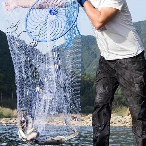 Diameter Fishing Cast Net Mesh Spread Whire Nest Hand Throwing Catch Fish Nylon Network Spin Diameter Bait Sinker 2.4m/7.87ft