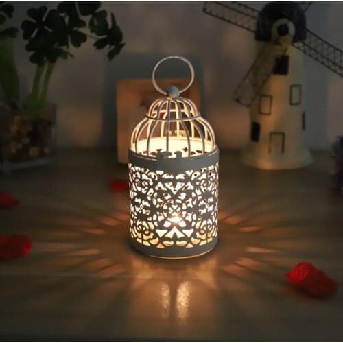 European Iron Art Hollowed Birdcage Candlestick Decorations Wedding Candle Holders Aromatherapy Home Desktop Accessories Props