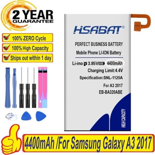 HSABAT 100% New Top Brand 4400mAh Battery for Samsung Galaxy A3 2017 A320F SC-04J SGH-N417 A320 A320FL A320Y EB-BA320ABE