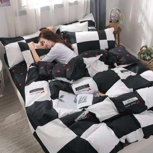 Solstice Fashion Cartoon Style Bedding Set Duvet Cover Bed Flat Sheet Pillowcase Quilt Cover Bed Linen 3/4Pcs Queen King Size