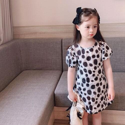 YourSeason 2021 Summer Cute Baby Girls Korean Style Dresses Kids Fashion Brief Girl Cotton Printed Princess Dress
